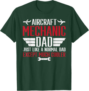 Aircraft Mechanic Dad Cooler Airplane Maintenance Daddy Papa T-Shirt - T-Shirt | Forest