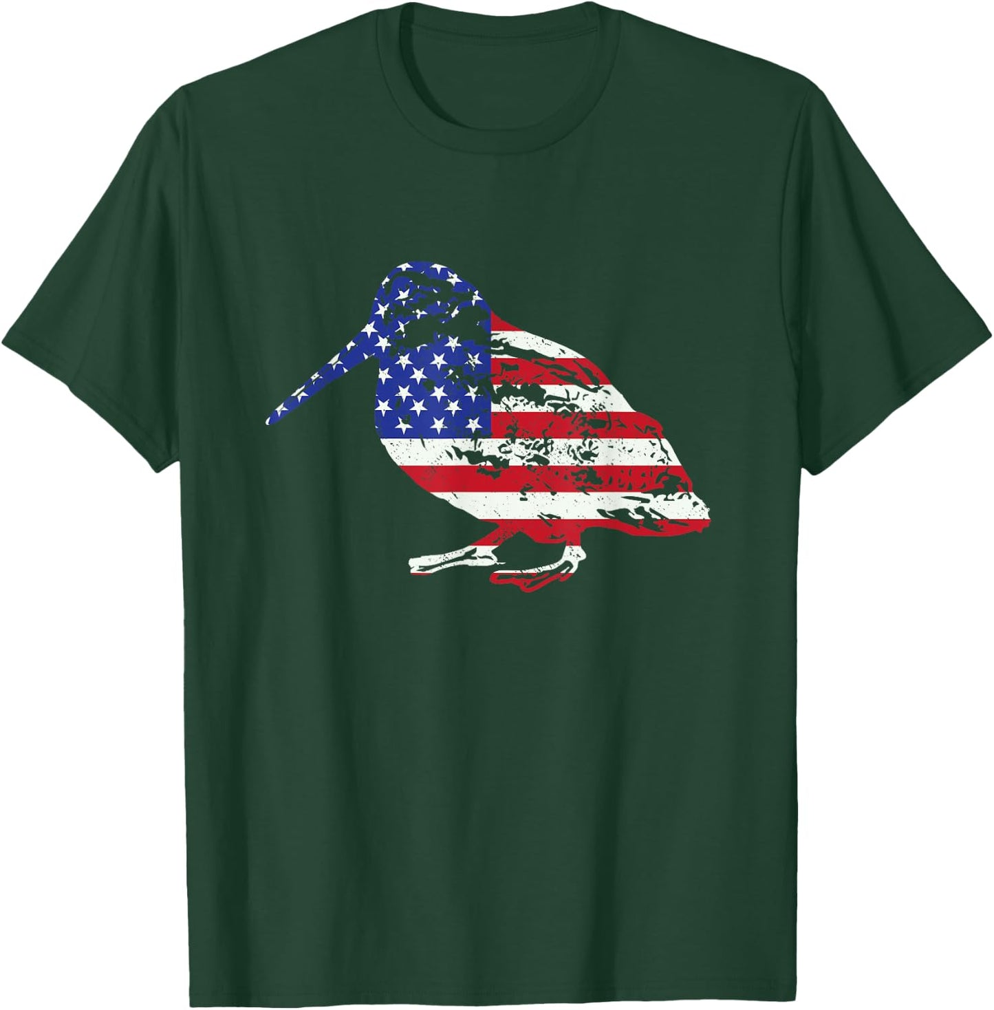 American Flag Woodcock Hunter Timberdoodle Bogsucker Gifts T-Shirt - T-Shirt | Forest