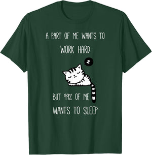 Funny Saying I want to sleep Lazy Ironic Cat T-Shirt - T-Shirt | Forest