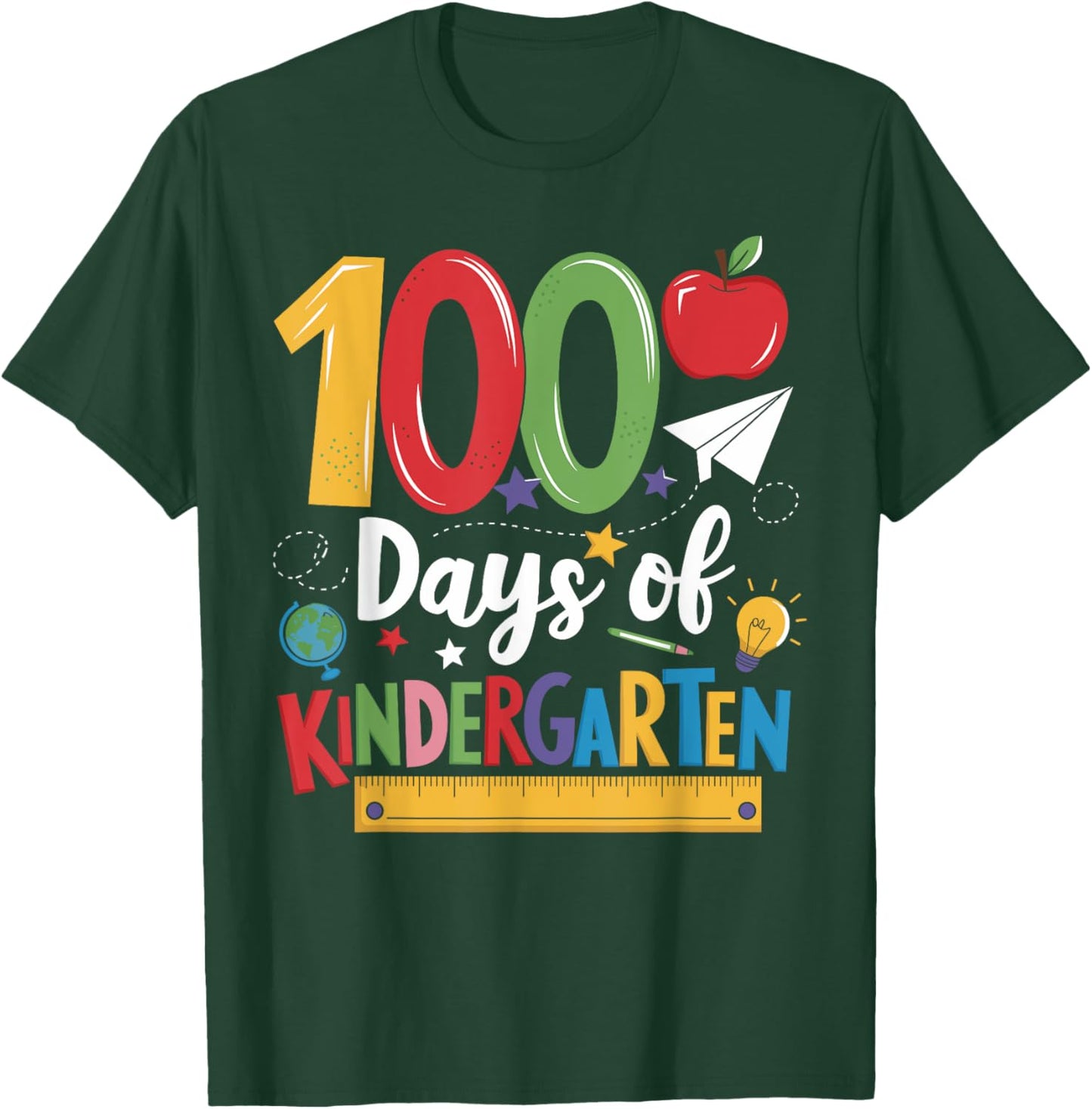 100 Days Of Kindergarten School 100th Days Of School Kids T-Shirt - T-Shirt | Forest