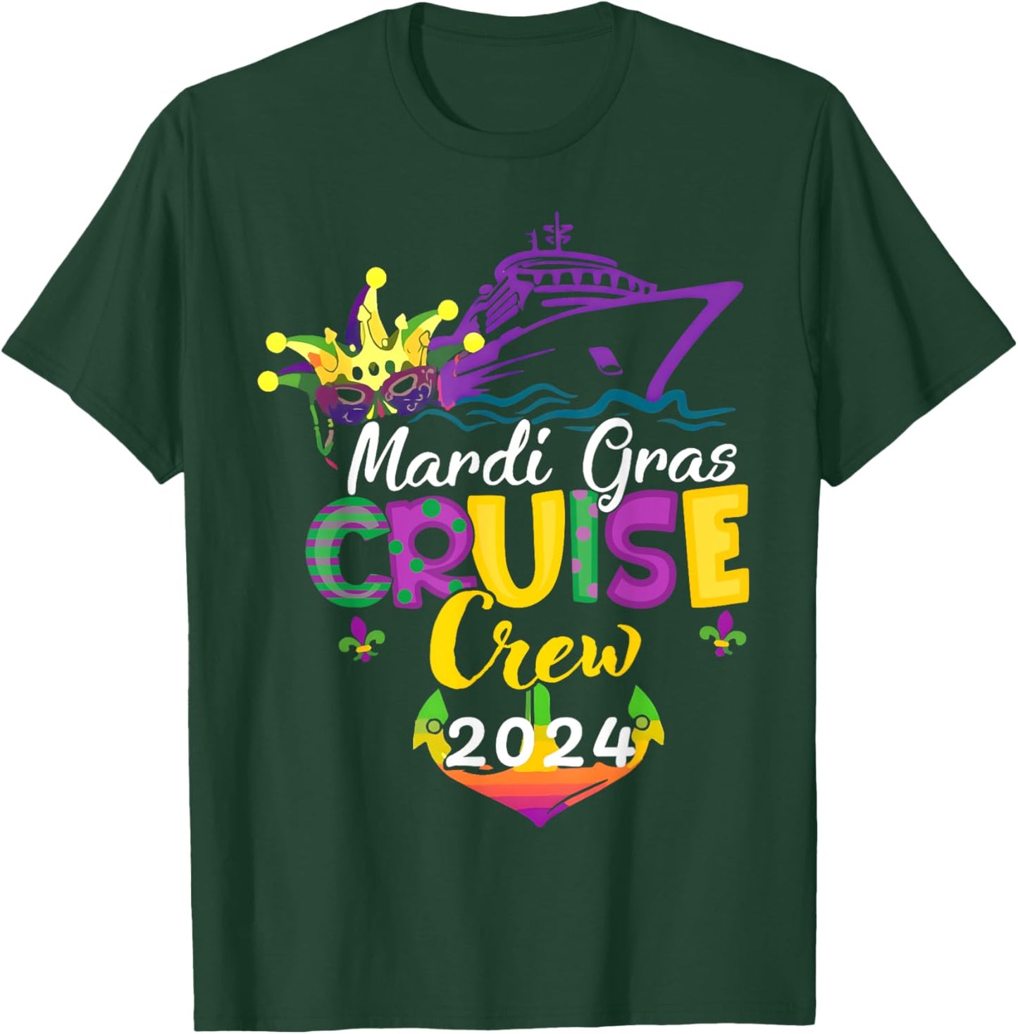 Mardi Gras Cruise 2024 Ship Family Matching Trip New Orleans T-Shirt - T-Shirt | Forest