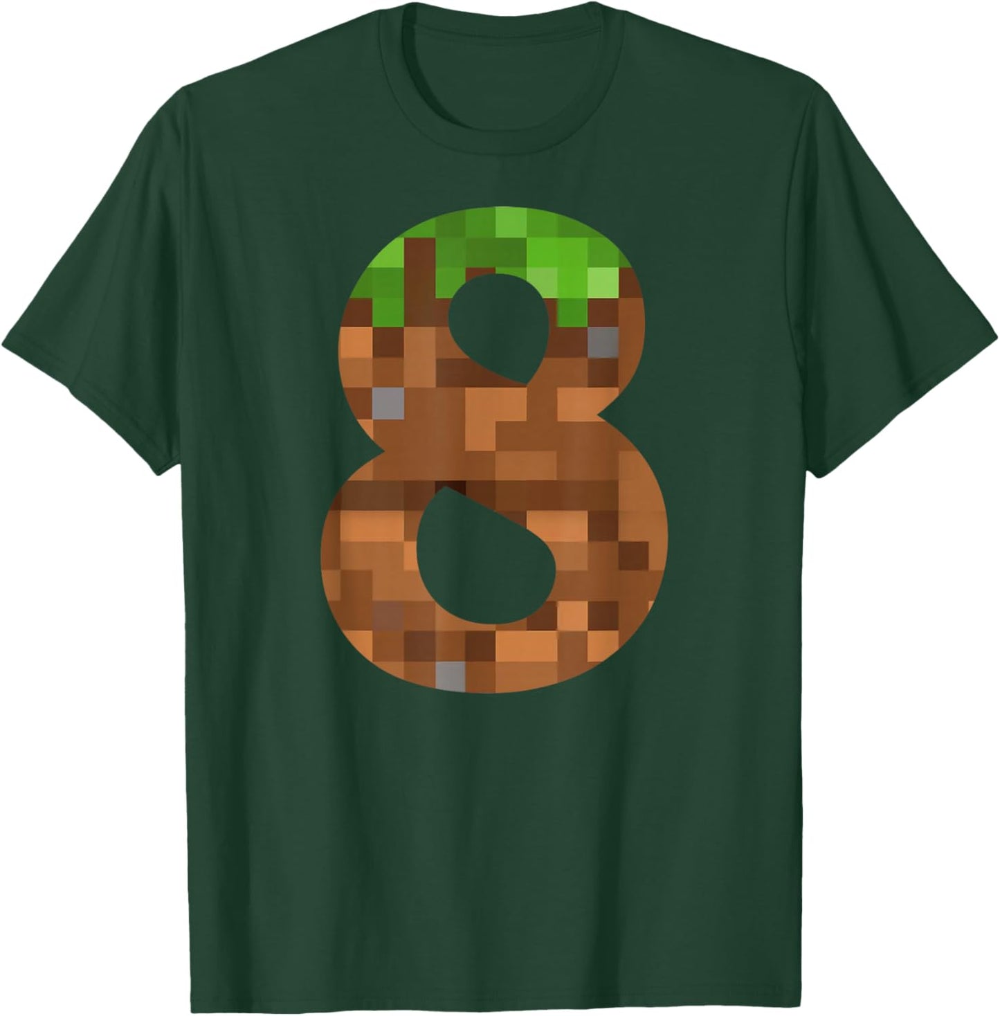 Pixel 8yr Birthday Number Eight 8 Year Old 8th Video Gamer T-Shirt - T-Shirt | Forest