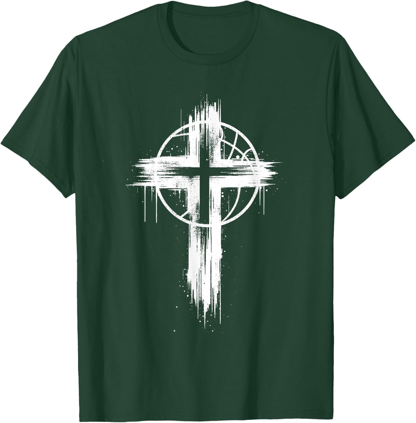 Christian Basketball Cross T-Shirt - T-Shirt | Forest