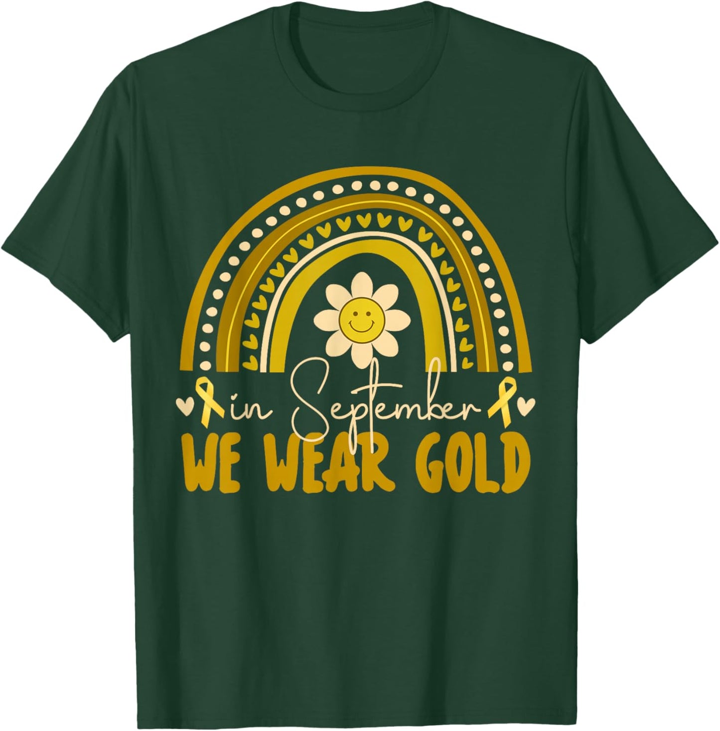 In September We Wear Gold Childhood Cancer Awareness T-Shirt - T-Shirt | Forest