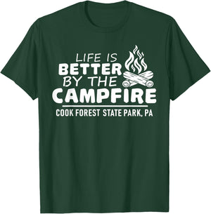 Cook Forest State Park Campfire Shirt Camping Hiking Outdoor T-Shirt - T-Shirt | Forest