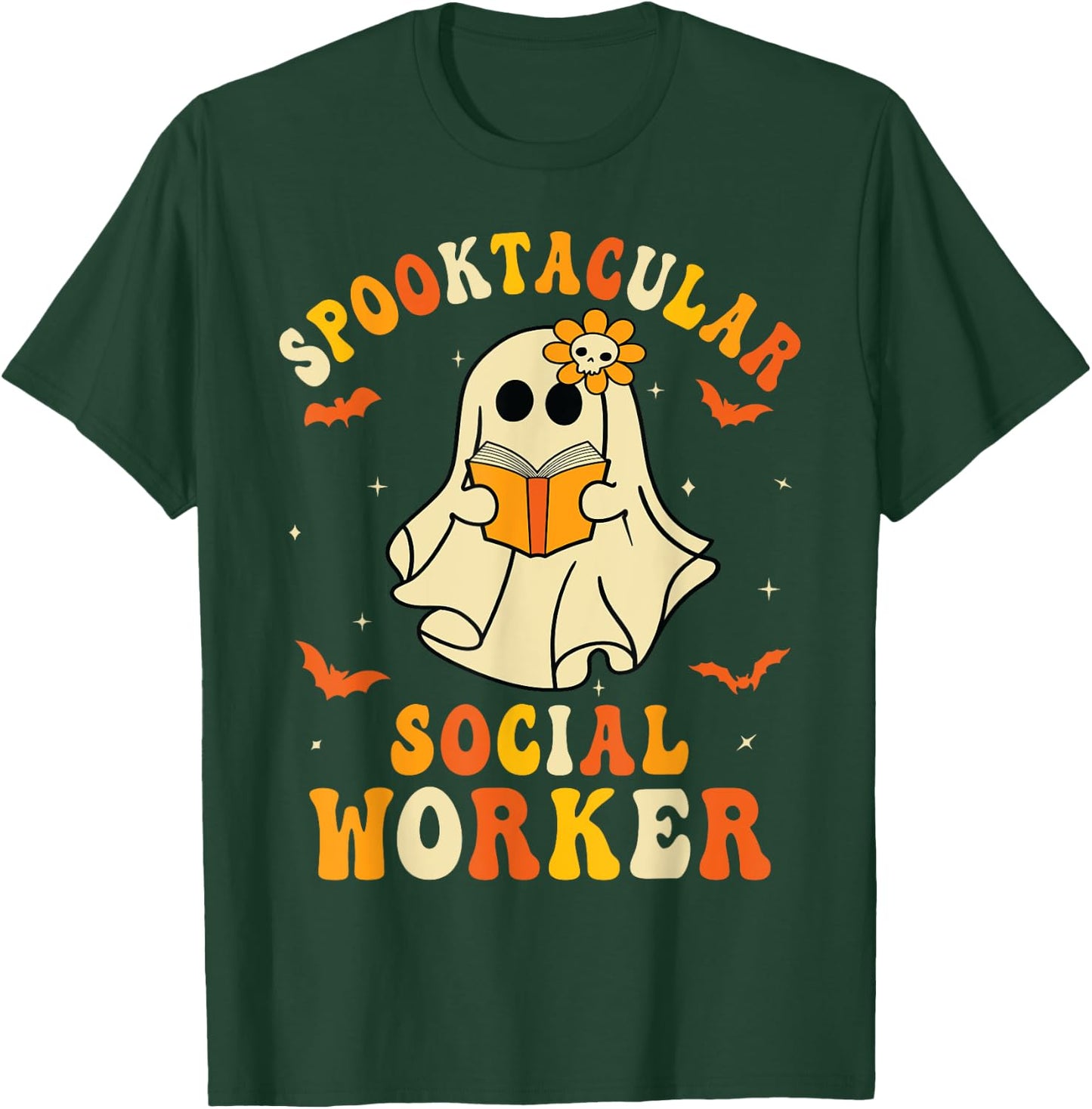 Spooktacular School Social Worker Halloween Ghost Spooky T-Shirt - T-Shirt | Forest