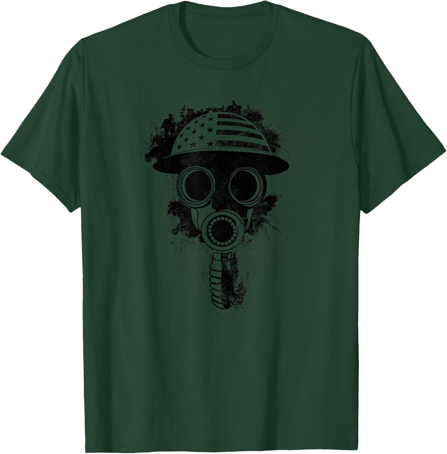 American Flag Vintage WWI Army Gas Mask Military T-Shirt - T-Shirt | Forest
