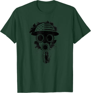 American Flag Vintage WWI Army Gas Mask Military T-Shirt - T-Shirt | Forest