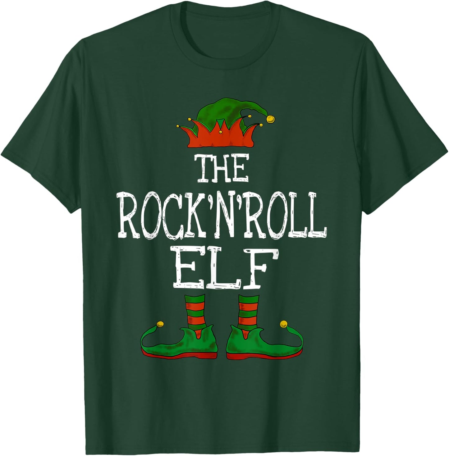 The Rock'n'Roll Elf Family Matching Funny Christmas Gift T-Shirt - T-Shirt | Forest
