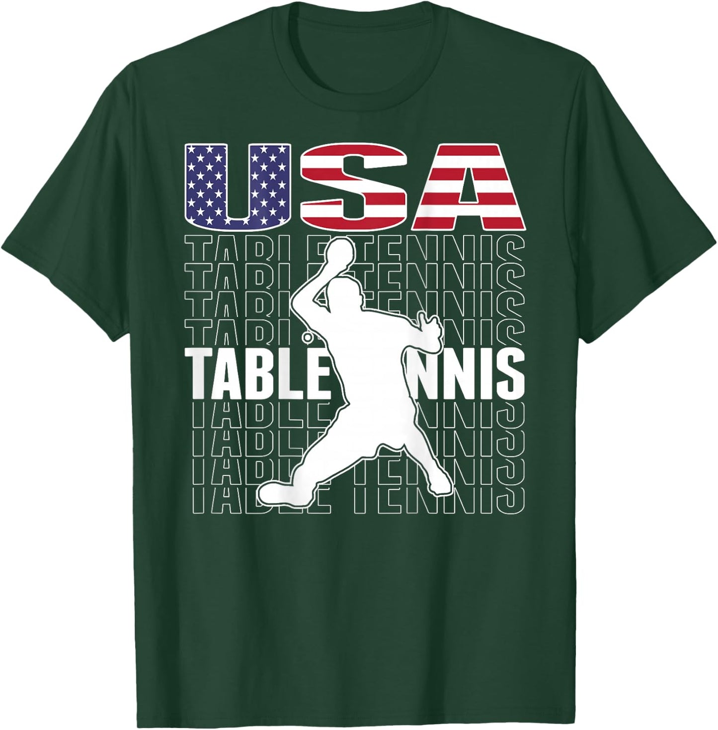 America Table Tennis Fans Jersey American Flag Ping Pong T-Shirt - T-Shirt | Forest