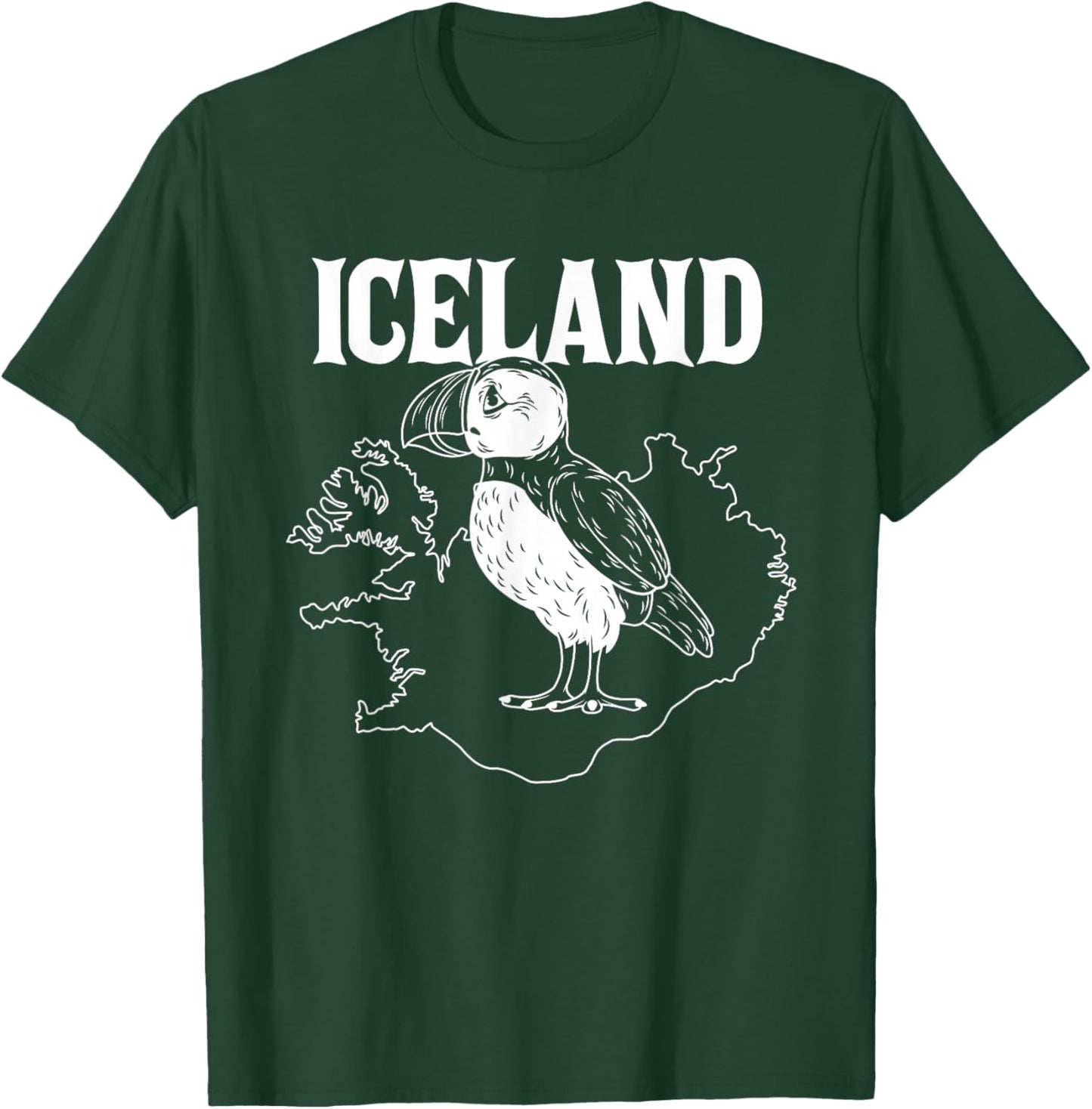 Funny Puffin Bird Iceland Map Puffins Seabirds Lovers Outfit T-Shirt - T-Shirt | Forest