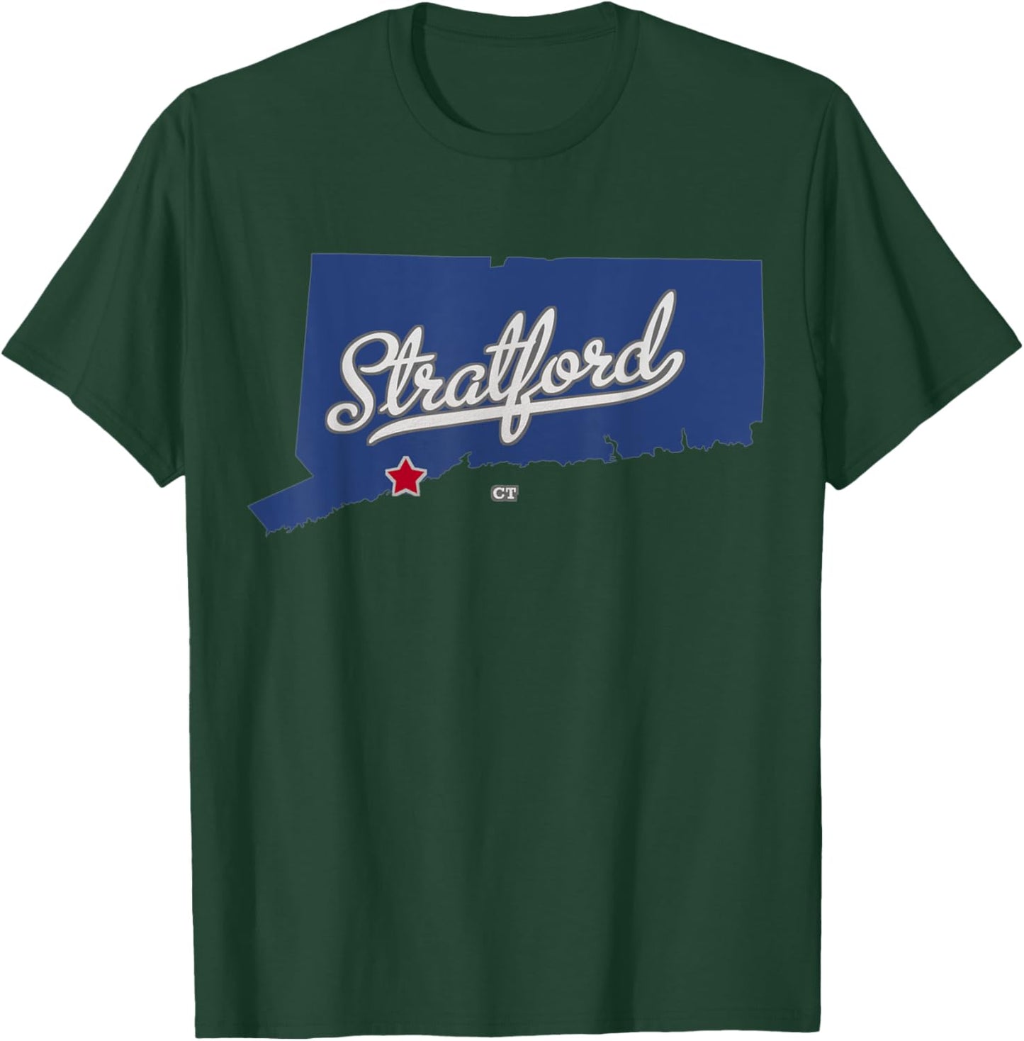 Stratford Connecticut CT Map T-Shirt - T-Shirt | Forest