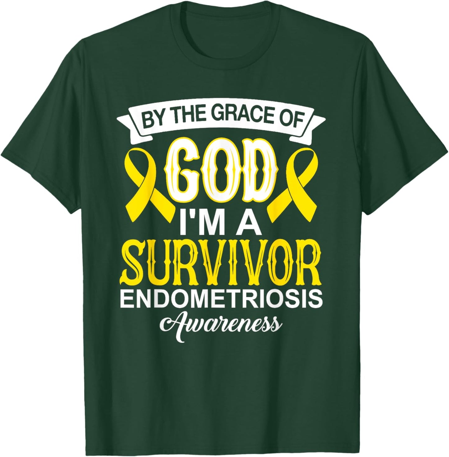 I’m A Survivor Endometriosis Awareness yellow Ribbon Christ T-Shirt - T-Shirt | Forest