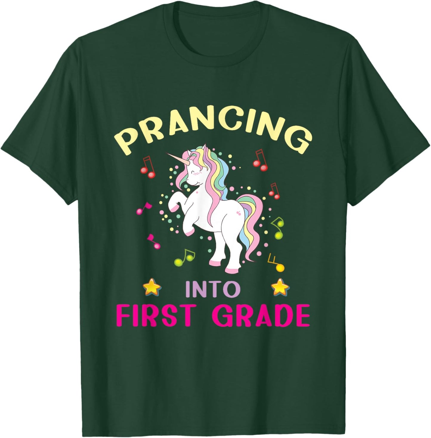 Prancing Into First Grade Unicorn Back To School T-Shirt - T-Shirt | Forest