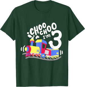 3rd Train Birthday Party Choo Choo Im 3 Three Years Old Boys T-Shirt - T-Shirt | Forest