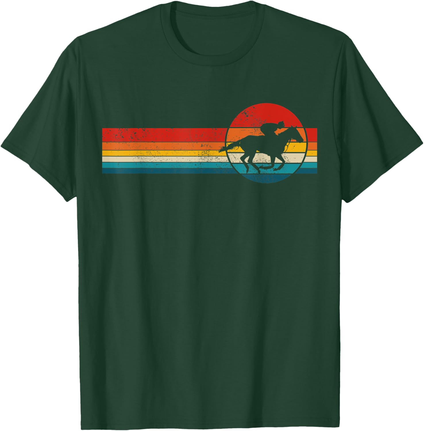 Horse Racing Vintage Retro Horse Riding Racer Rider Gift T-Shirt - T-Shirt | Forest