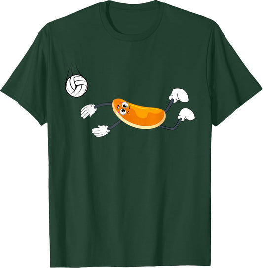 Funny Pancake Playing Volleyball Player Game Day Sport Lover T-Shirt - T-Shirt | Forest