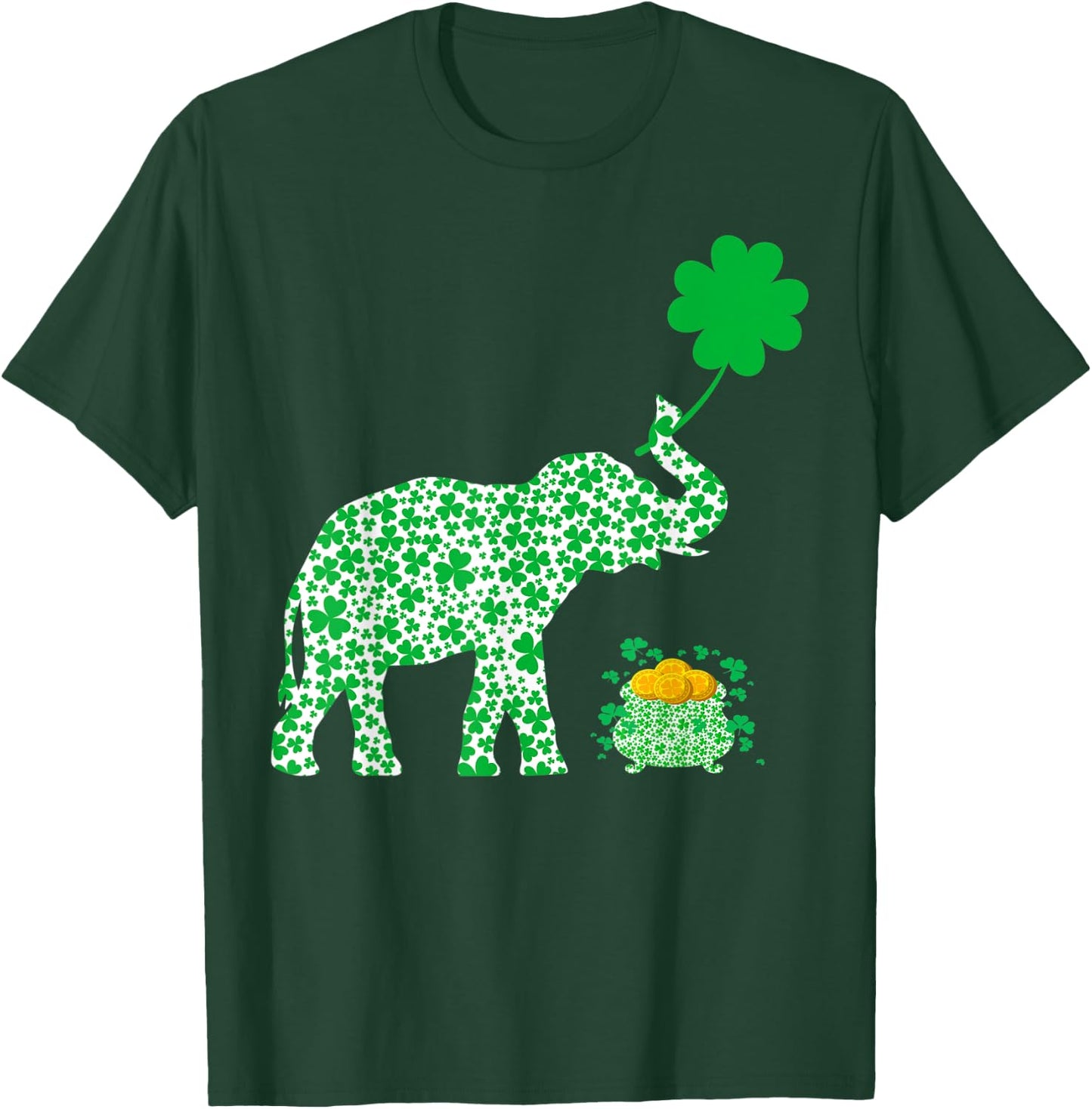 Elephant Lover Irish Shamrock Leaf Elephant St Patrick's Day T-Shirt - T-Shirt | Forest
