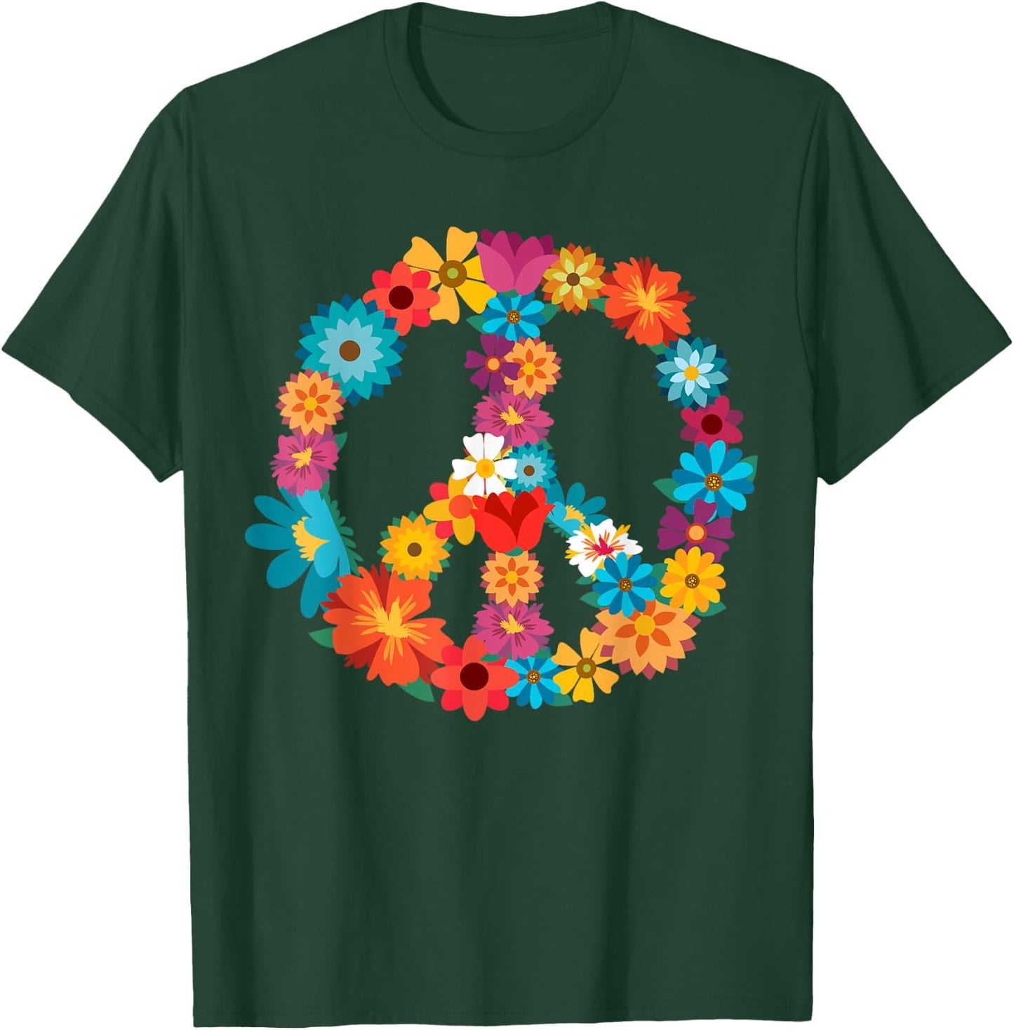 Peace Love Shirt | 60's 70's Hippie Costume Colorful Flowers T-Shirt - T-Shirt | Forest