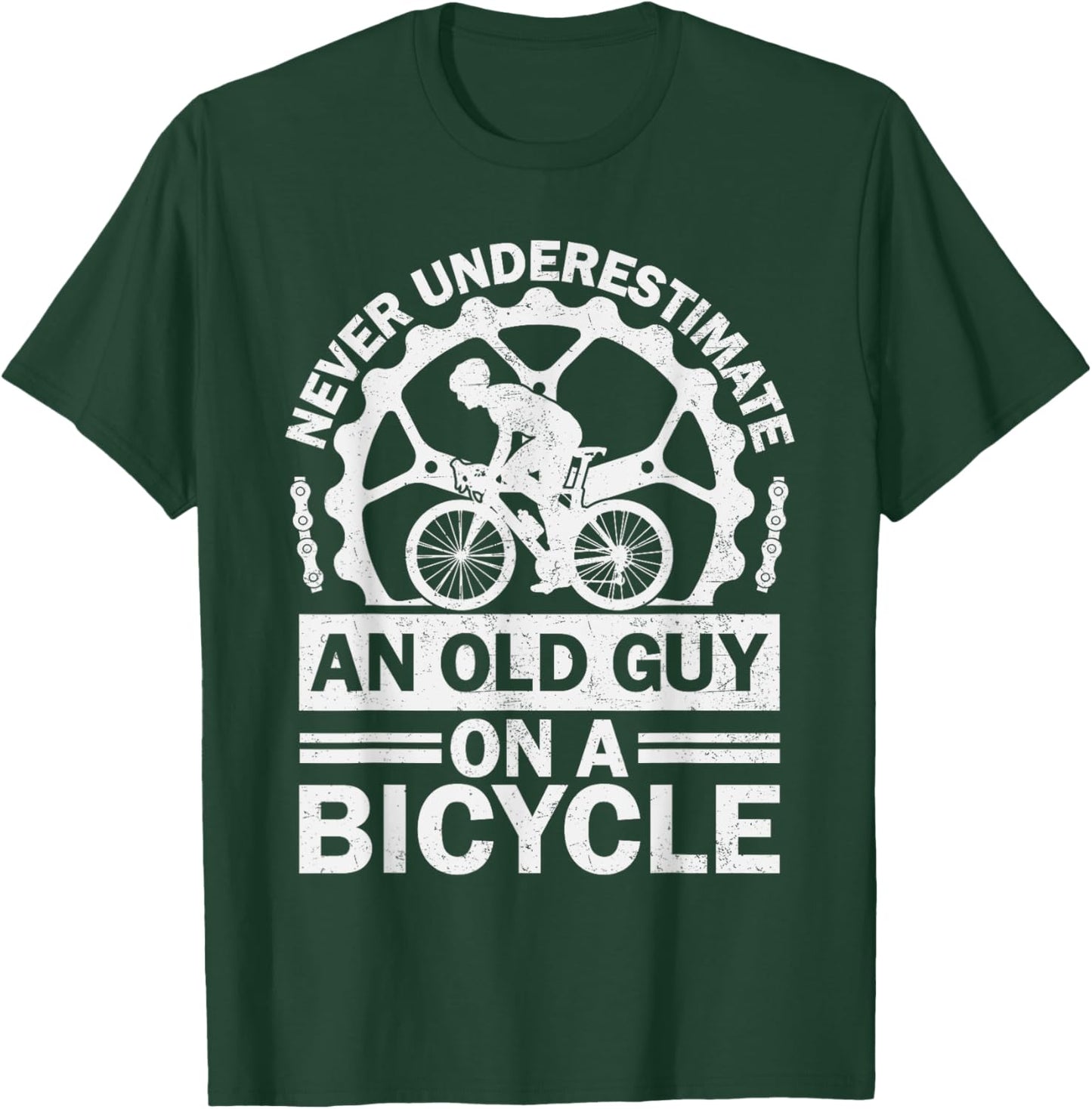Never Underestimate An Old Guy On A Bicycle Funny Cycling T-Shirt - T-Shirt | Forest