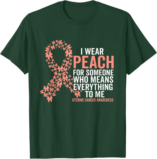 Uterine Cancer Support Squad Family Uterine Peach Ribbon T-Shirt - T-Shirt | Forest
