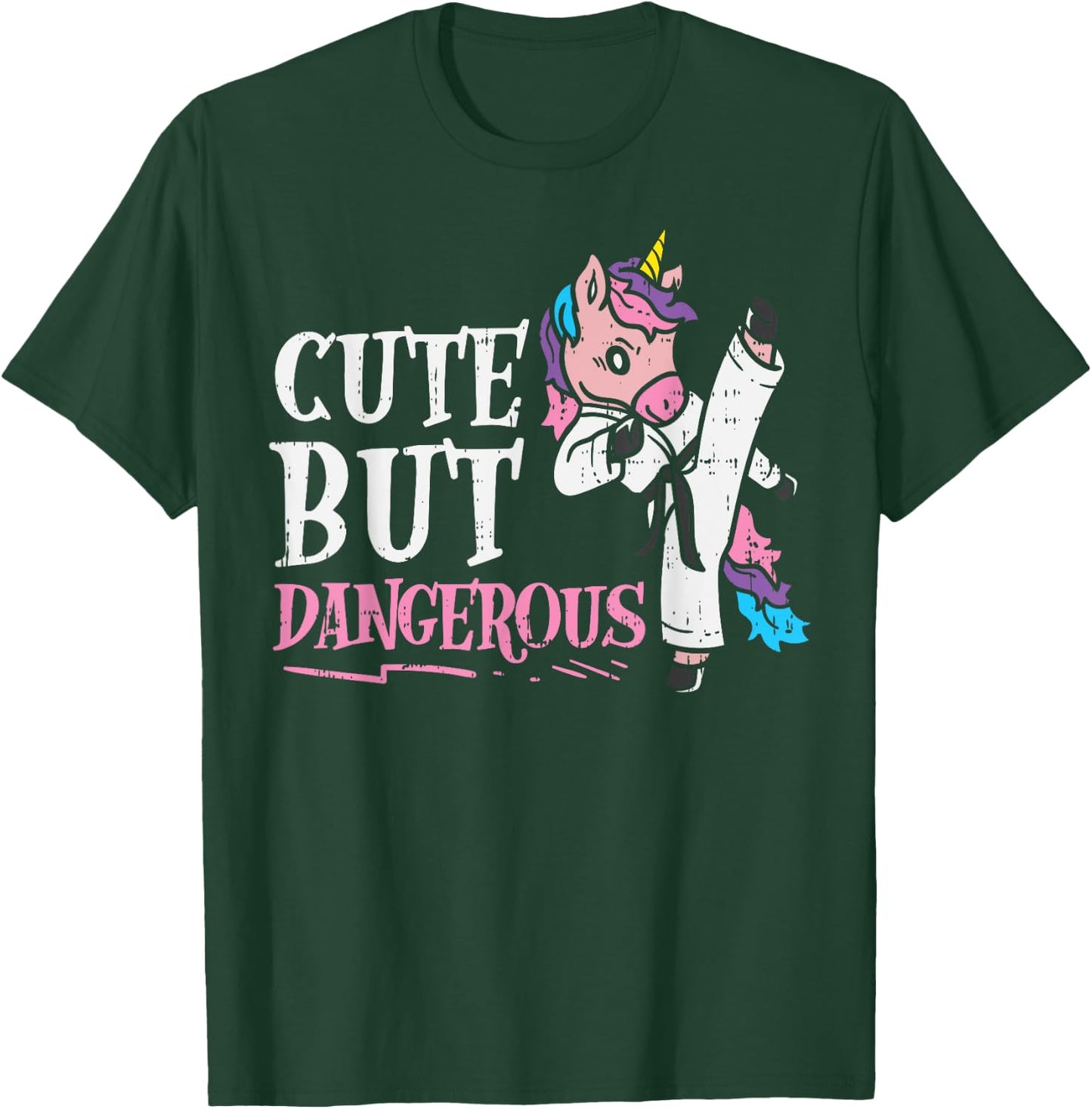 Unicorn Cute But Dangerous Karate Taekwondo Girls Gift T-Shirt - T-Shirt | Forest