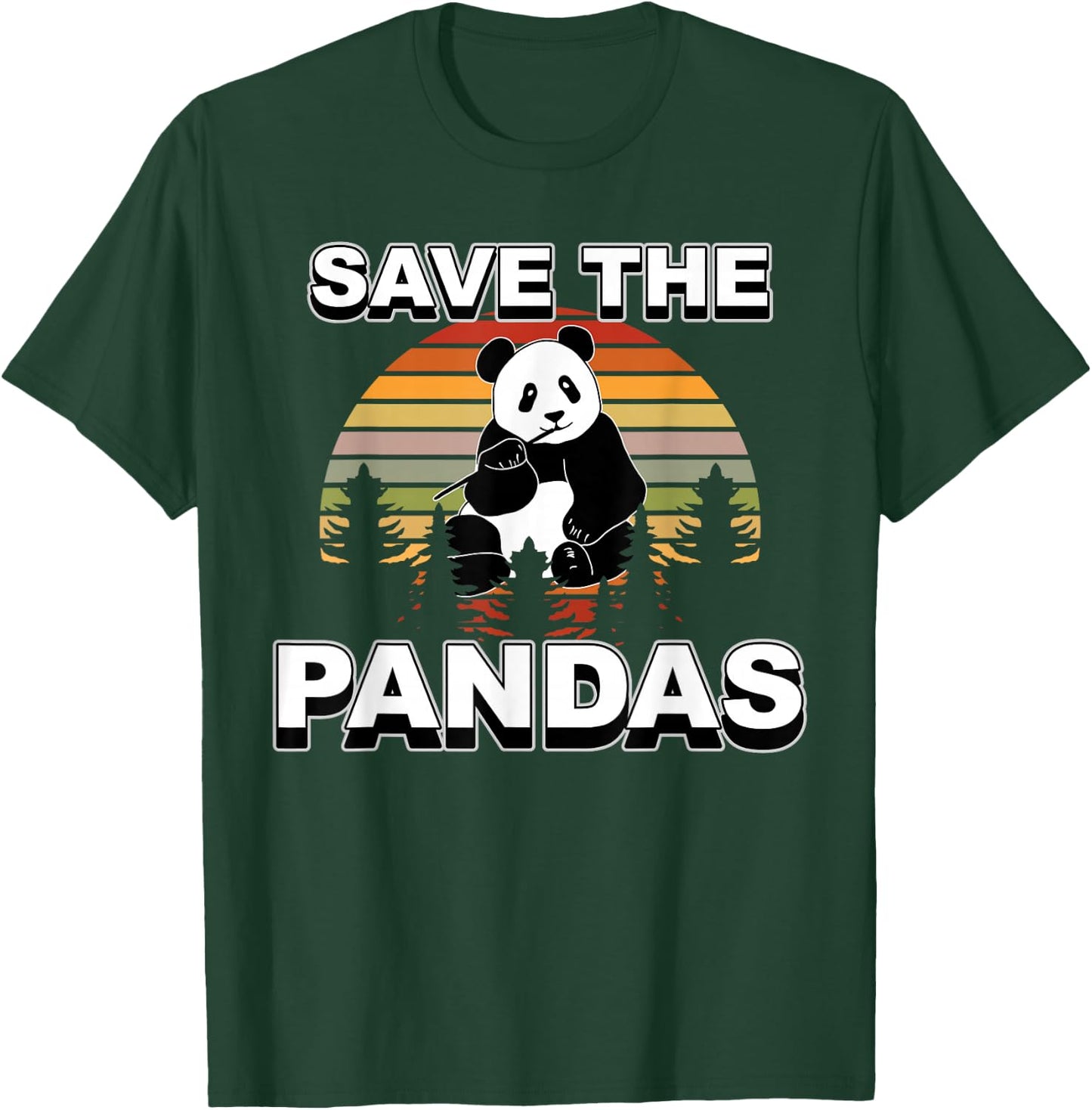 Retro Vintage Animal Lover Save The Pandas T-Shirt - T-Shirt | Forest