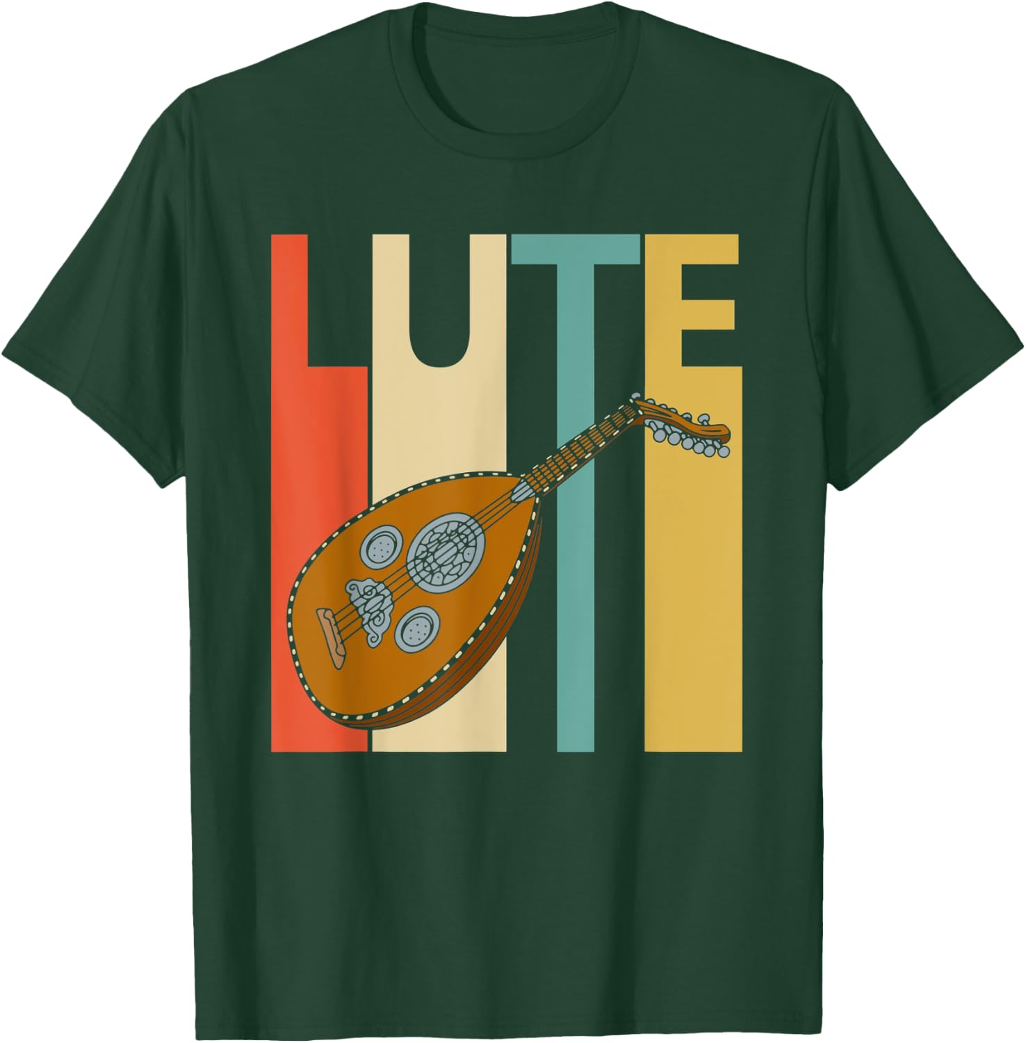 Vintage Lute Player Musician Gift T-Shirt - T-Shirt | Forest