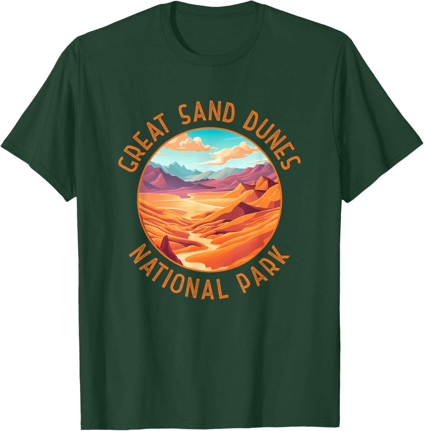 Great Sand Dunes National Park Art Distressed Circle T-Shirt - T-Shirt | Forest