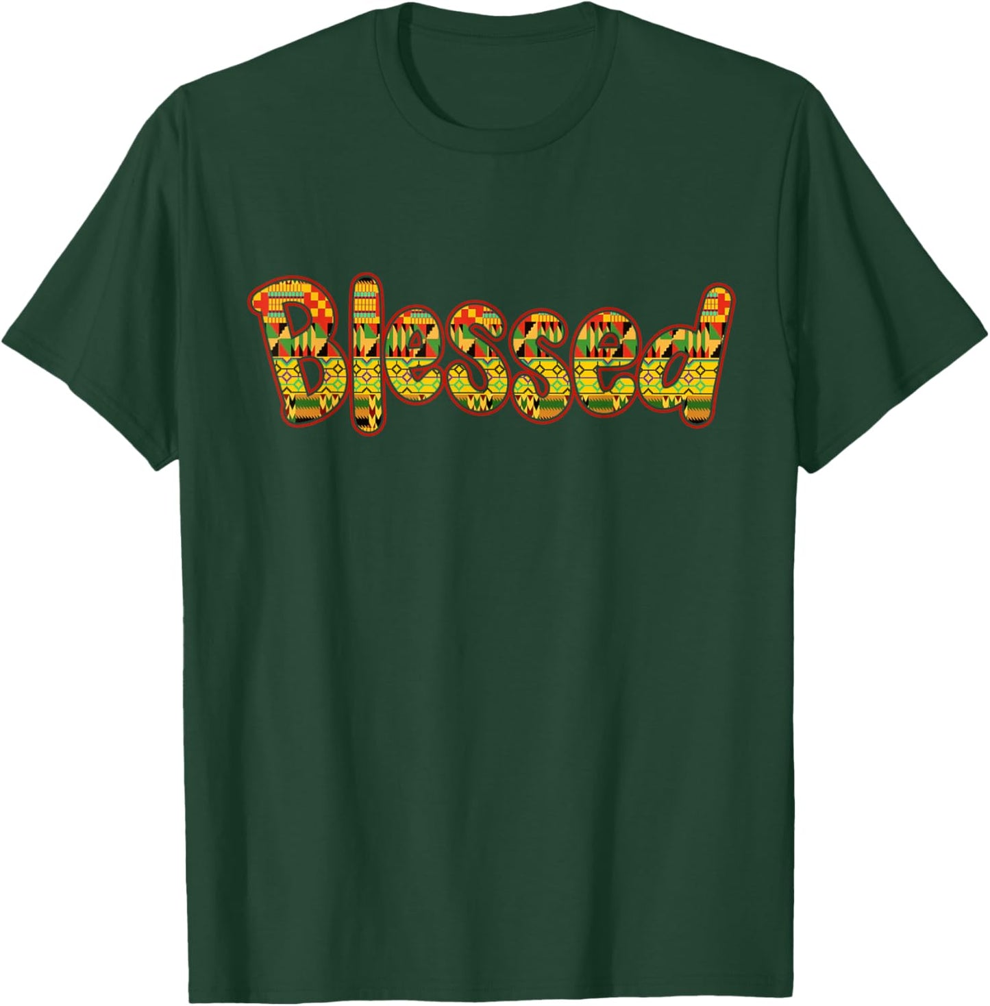 Blessed Kente African Print Black History Month Men Women T-Shirt - T-Shirt | Forest