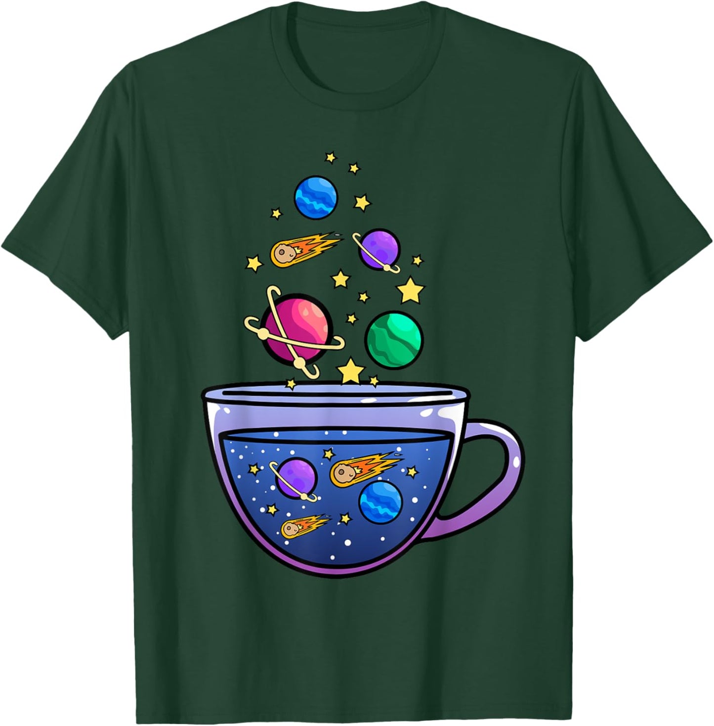 Unique Space Design Galaxy in a Teacup Universe Mars Moon T-Shirt - T-Shirt | Forest