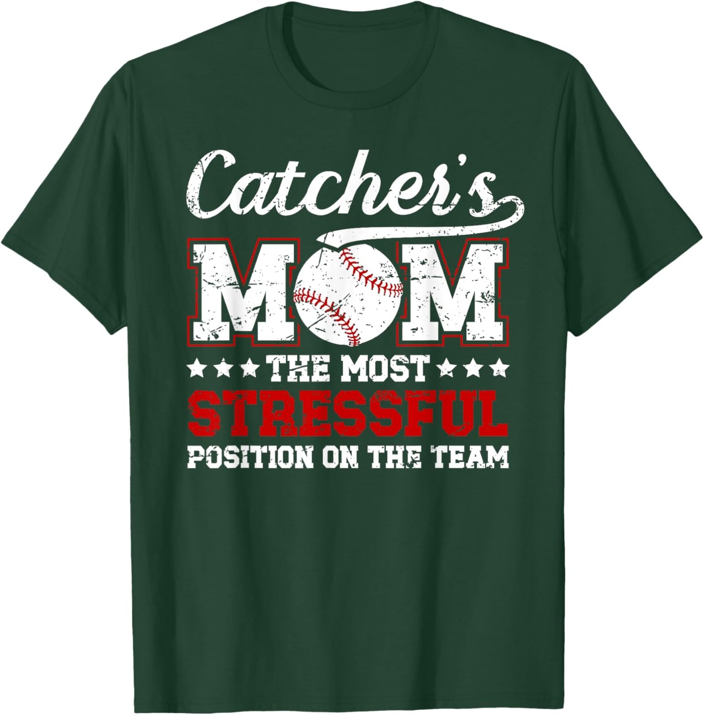 Catcher's Mom Baseball Catcher Mom Baseball Catcher Mama T-Shirt - T-Shirt | Forest