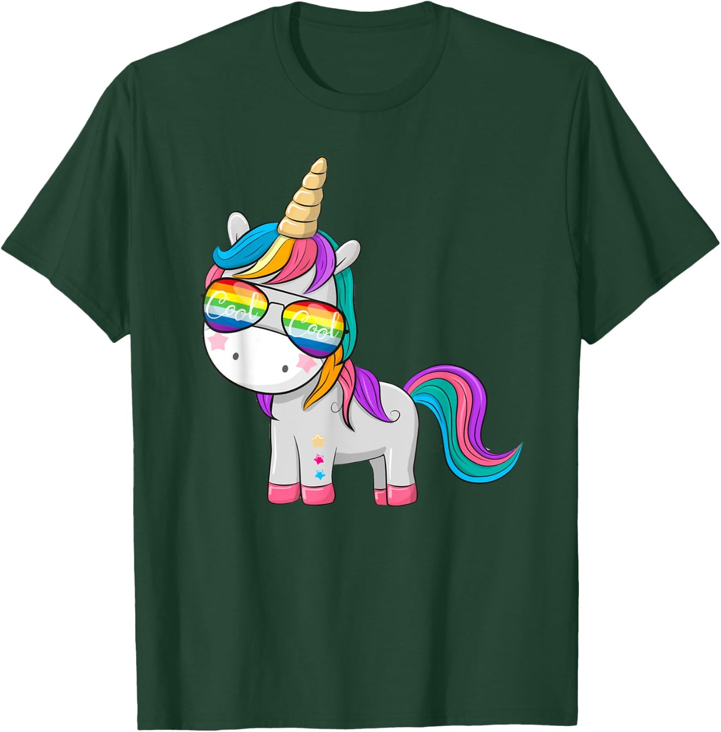 Unicorn with Cool Sunglasses T-Shirt - T-Shirt | Forest