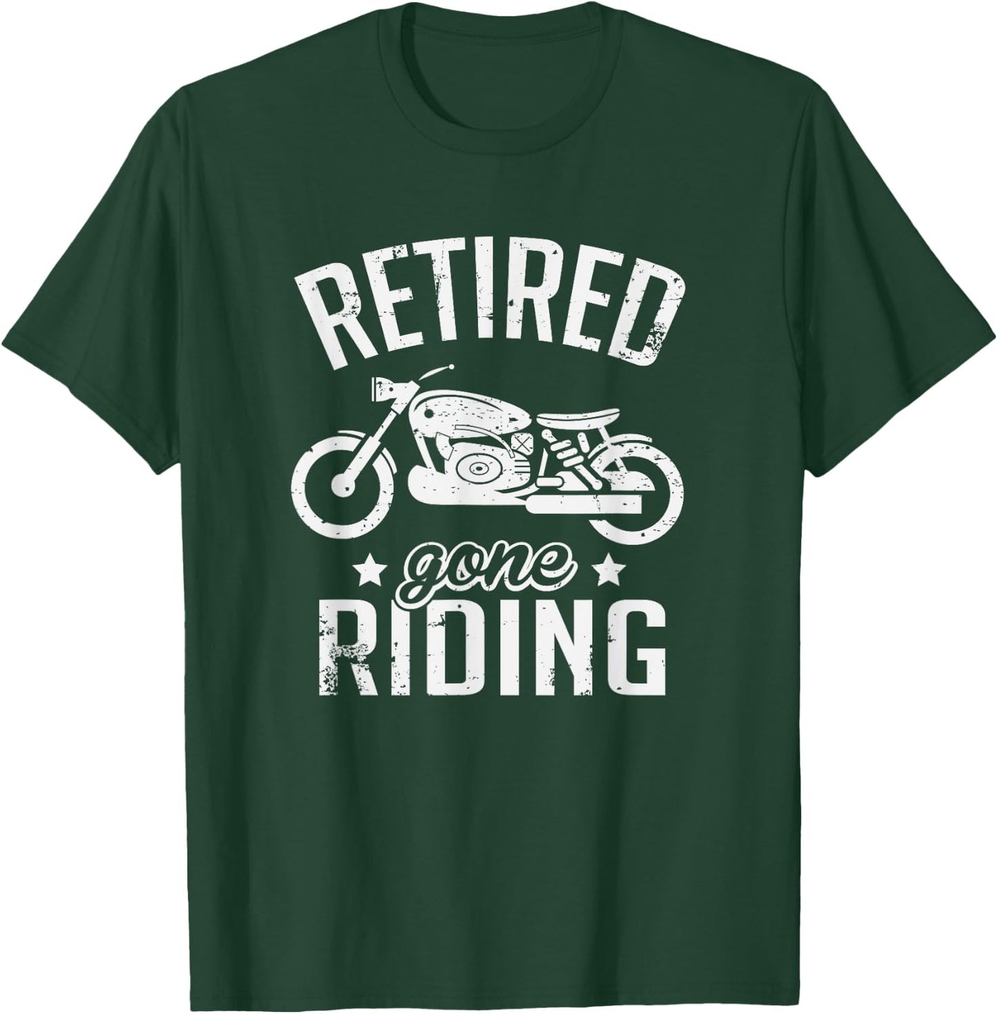 Biker Gifts Retired Gone Riding Motorcycle Retirement Party Gift - Adults - - Short Sleeve - Black - Small T-Shirt - T-Shirt | Forest