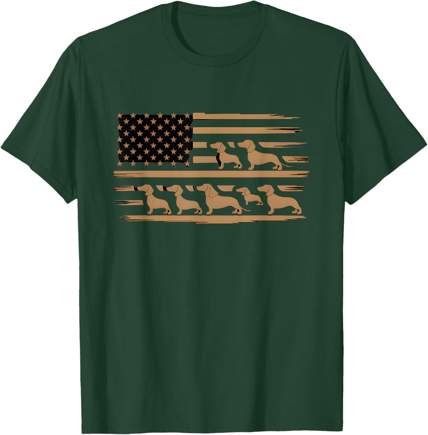 American USA Flag Patriotic Dachshund Dog Dad Fathers Day Women Kids T-Shirt - T-Shirt | Forest