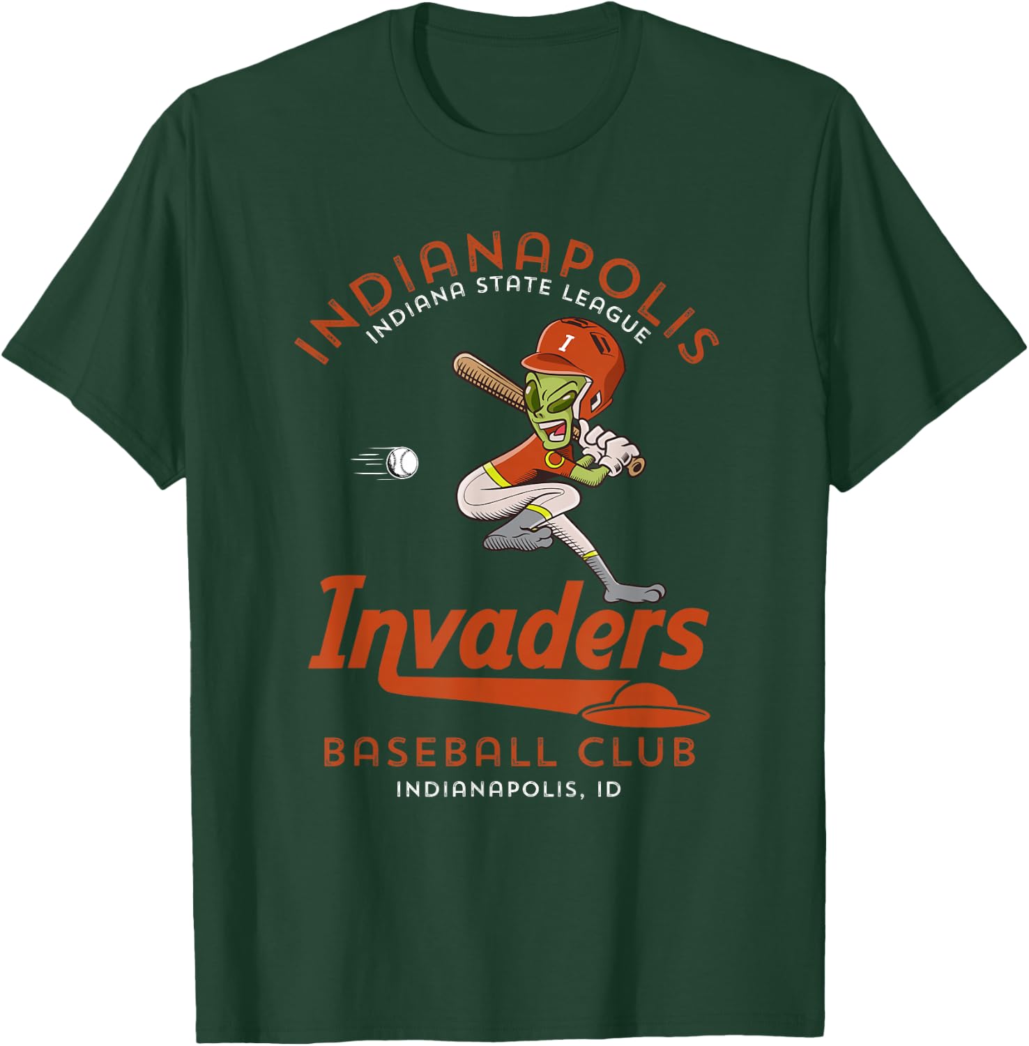 Indianapolis Invaders Minor League Retro Baseball Team T-Shirt - T-Shirt | Forest