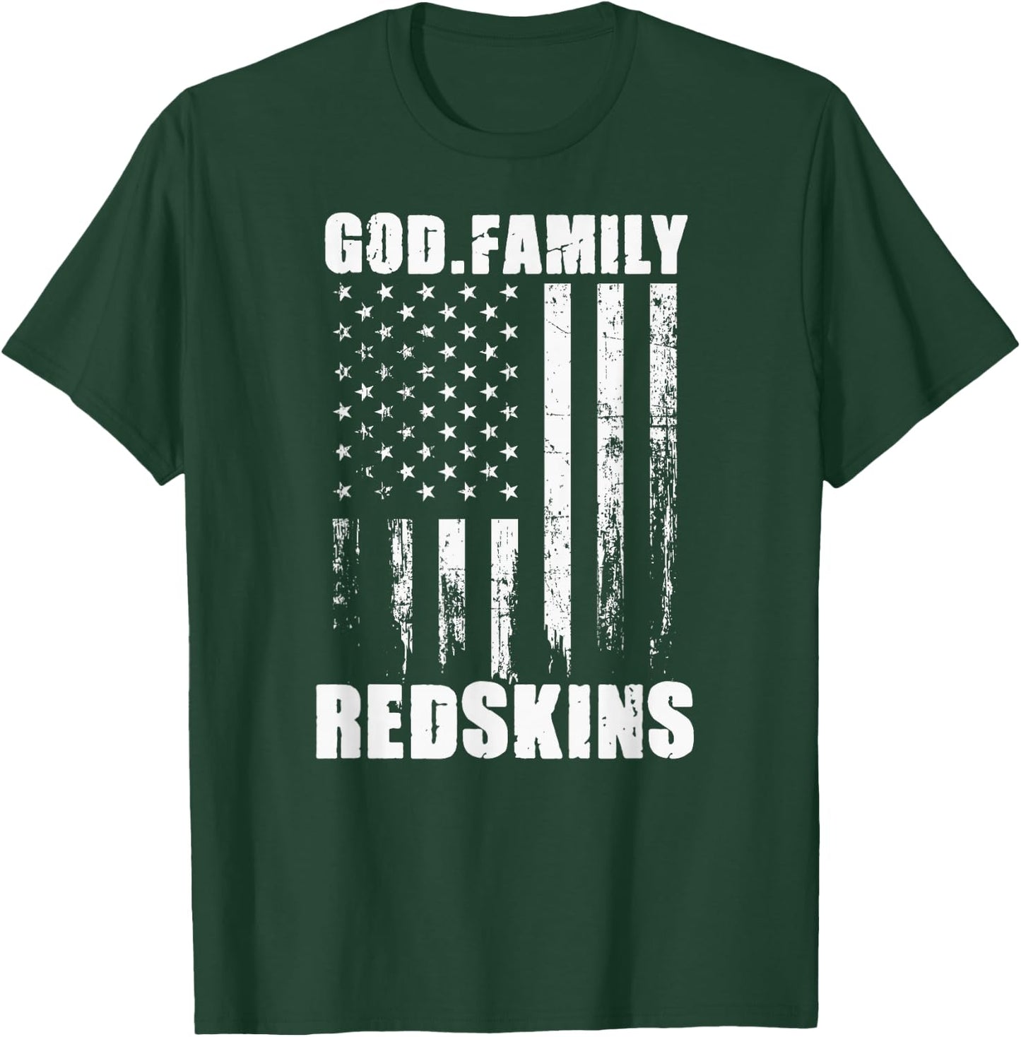 Bryan County Redskins God. Family. Vintage USA Flag T-Shirt - T-Shirt | Forest