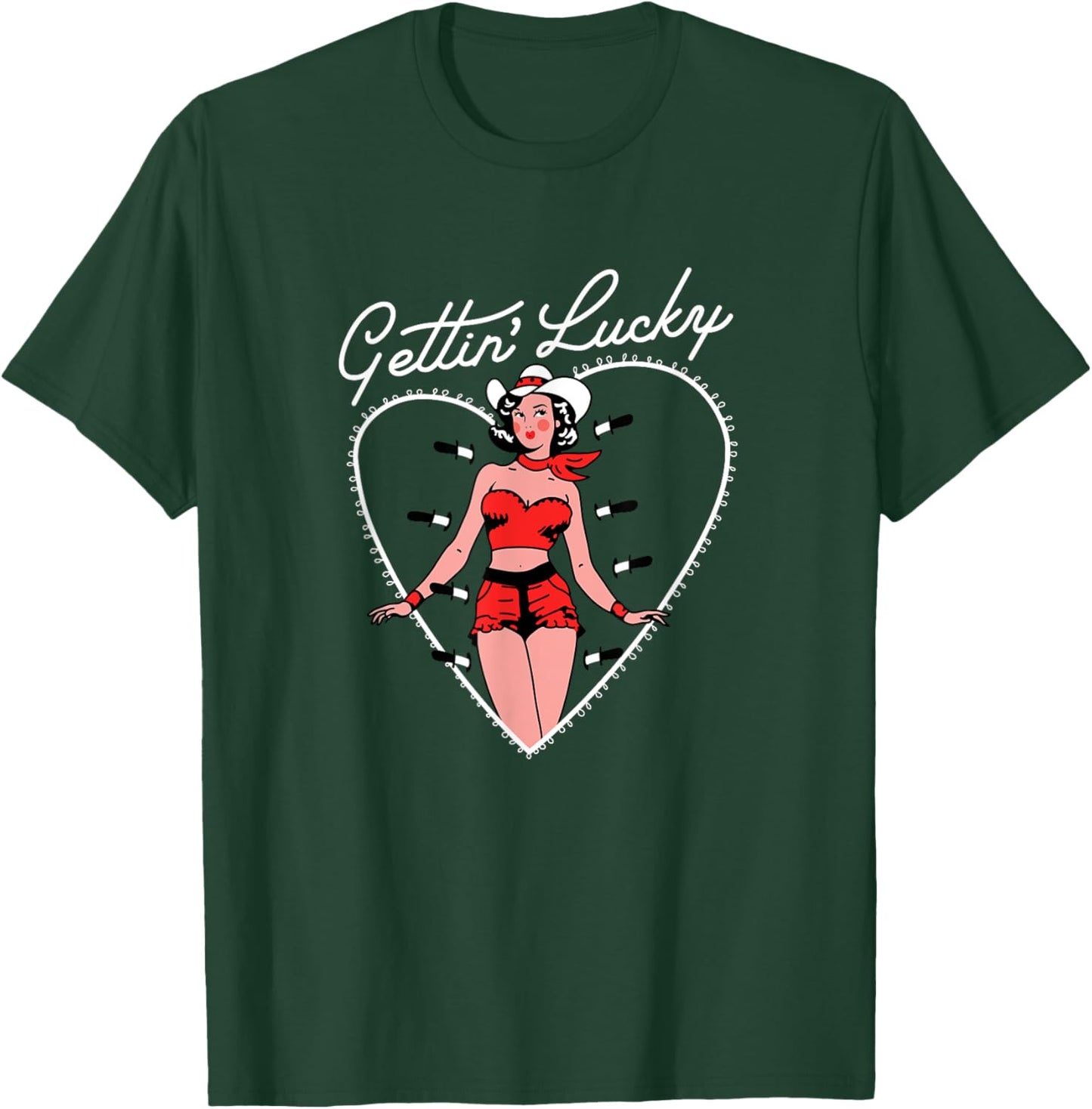 Funny Valentine Gettin' Lucky T-Shirt - T-Shirt | Forest