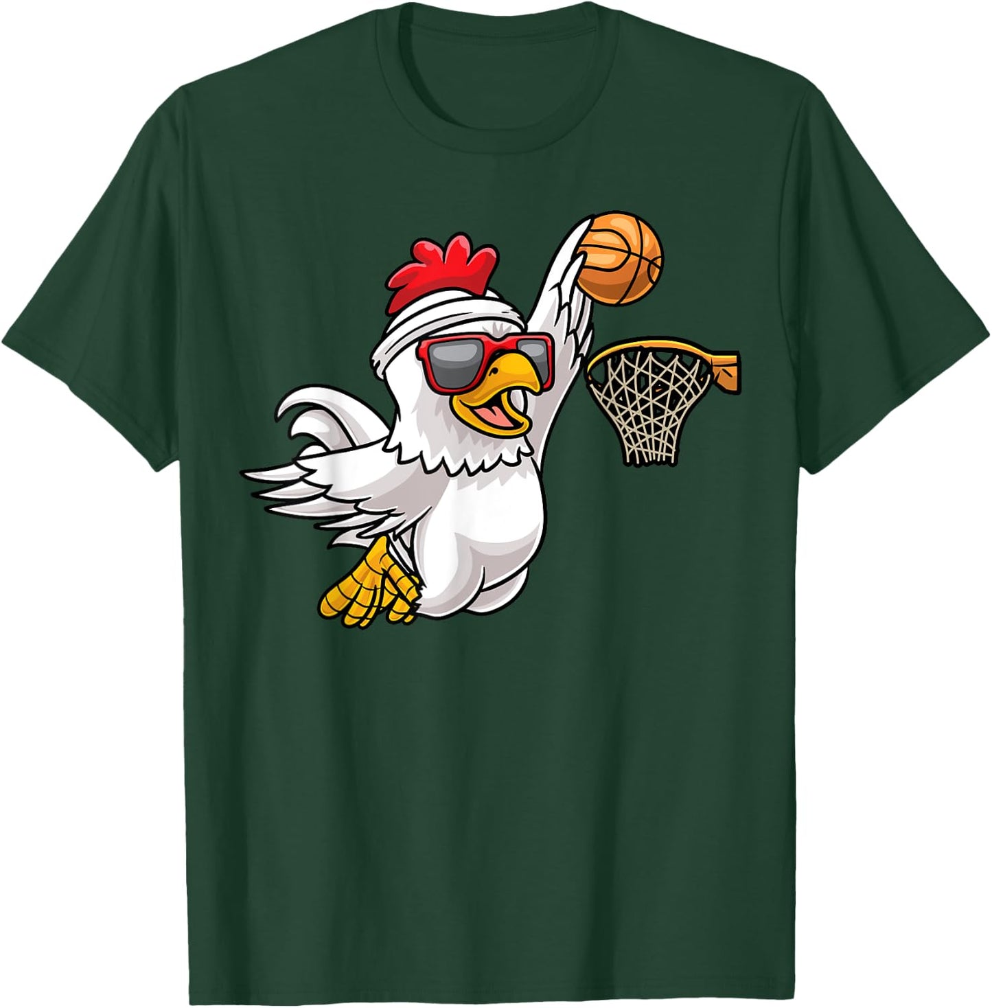 Chicken Playing Basketball Player Game Kids T-Shirt - T-Shirt | Forest
