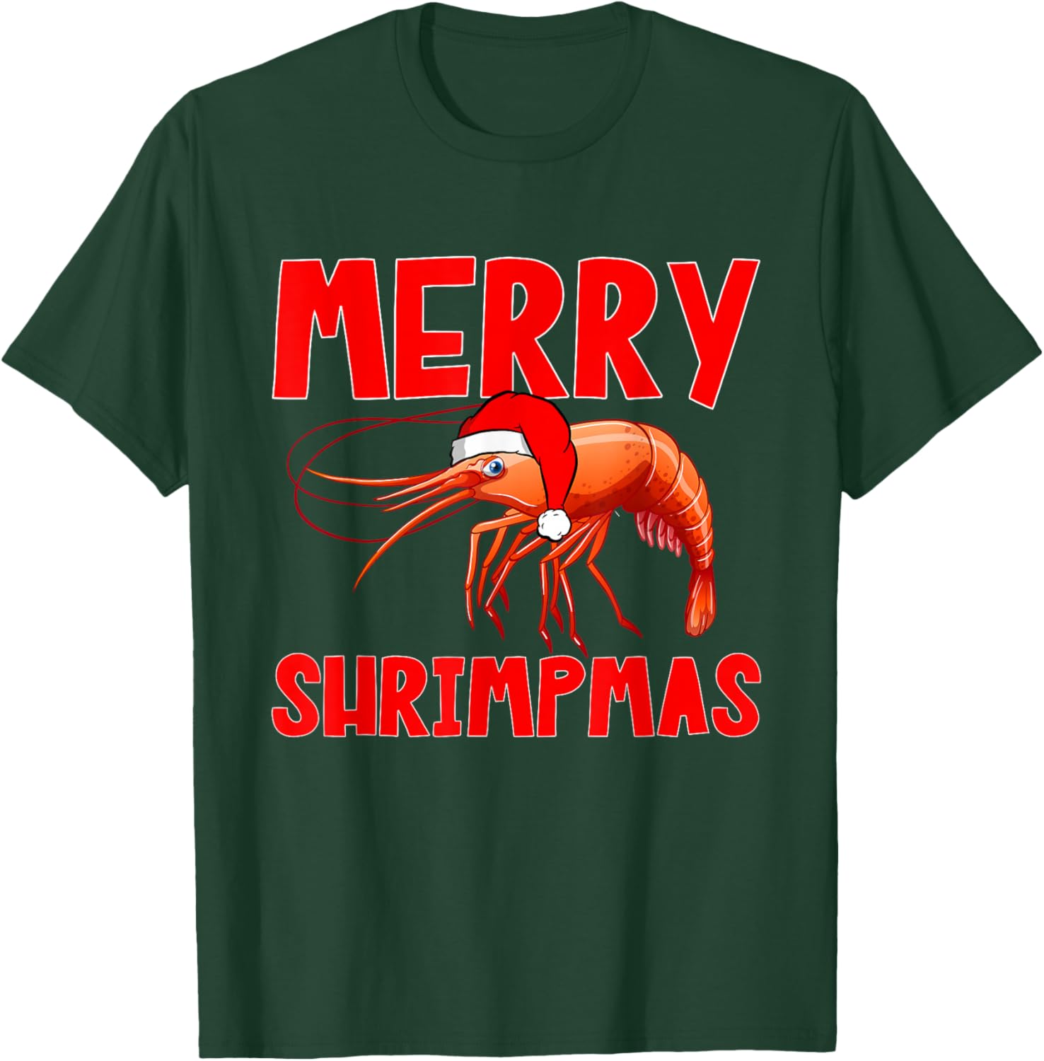 Shrimp Seafood Shellfish - Merry Shrimpmas Christmas T-Shirt - T-Shirt | Forest