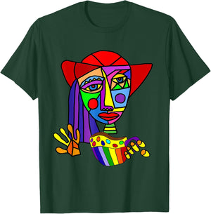 Smileteesfunny Funny Woman Drinking Coffee Cubism Art T-Shirt - T-Shirt | Forest