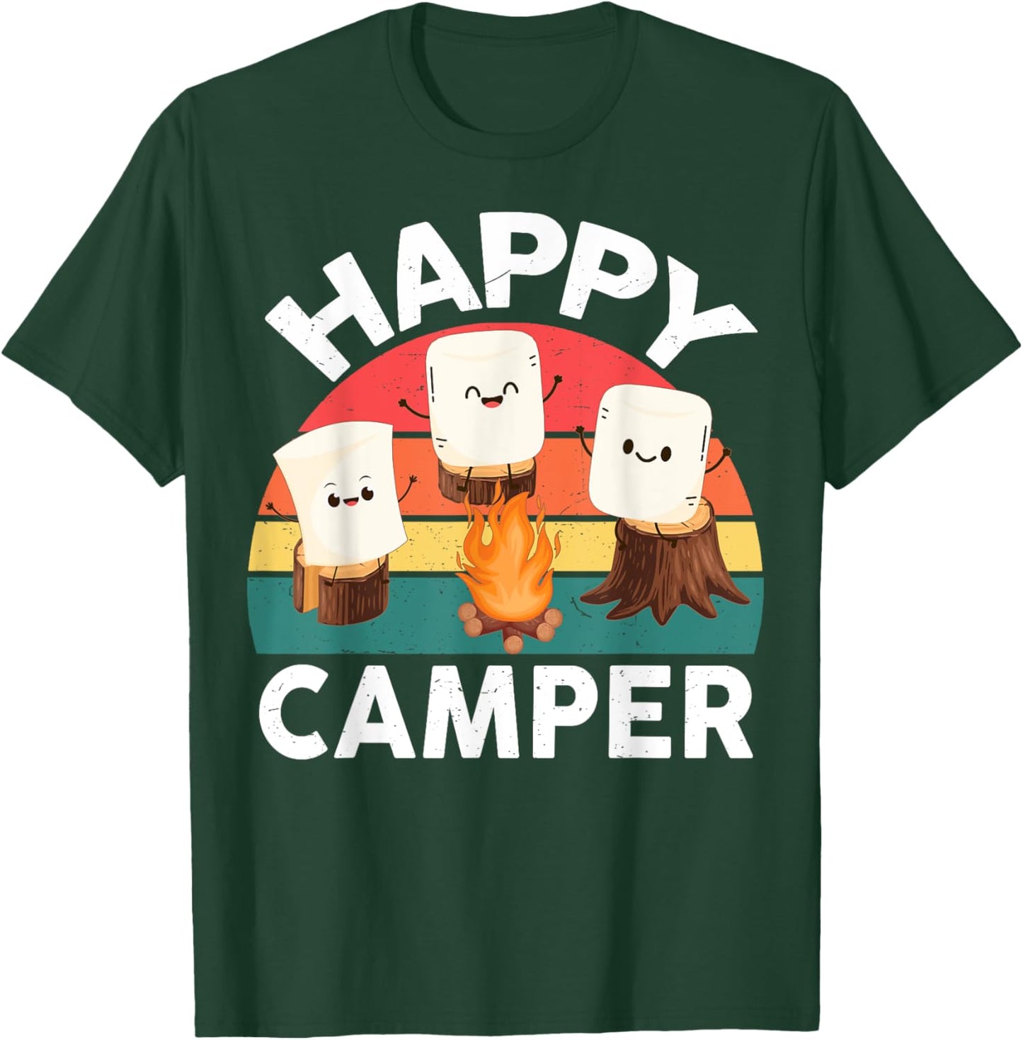 Happy Marshmallow Camper-Shirt Kids Toddler Boy Cute Camping T-Shirt - T-Shirt | Forest