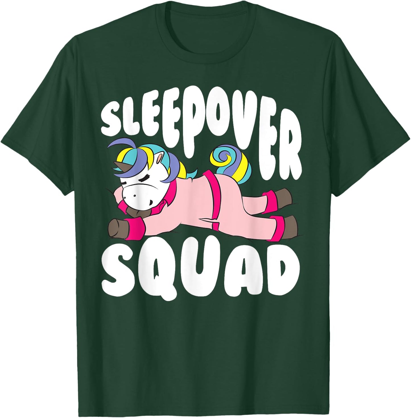 Sleepover Squad Gift | Funny Sleeping Unicorn Slumber Party T-Shirt - T-Shirt | Forest