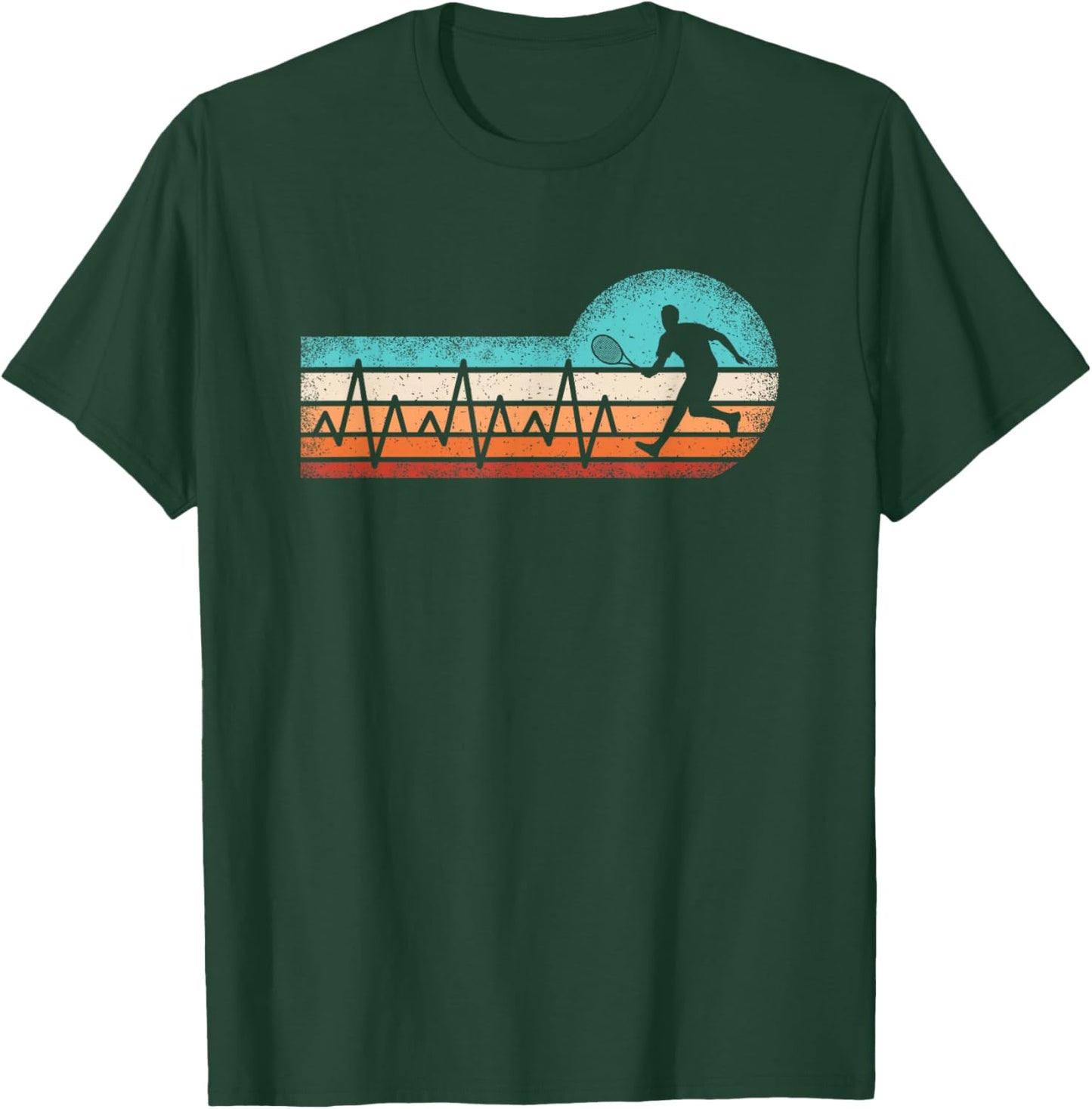Retro Tennis Heartbeat Tennis Lover Men Boys Kids T-Shirt - T-Shirt | Forest