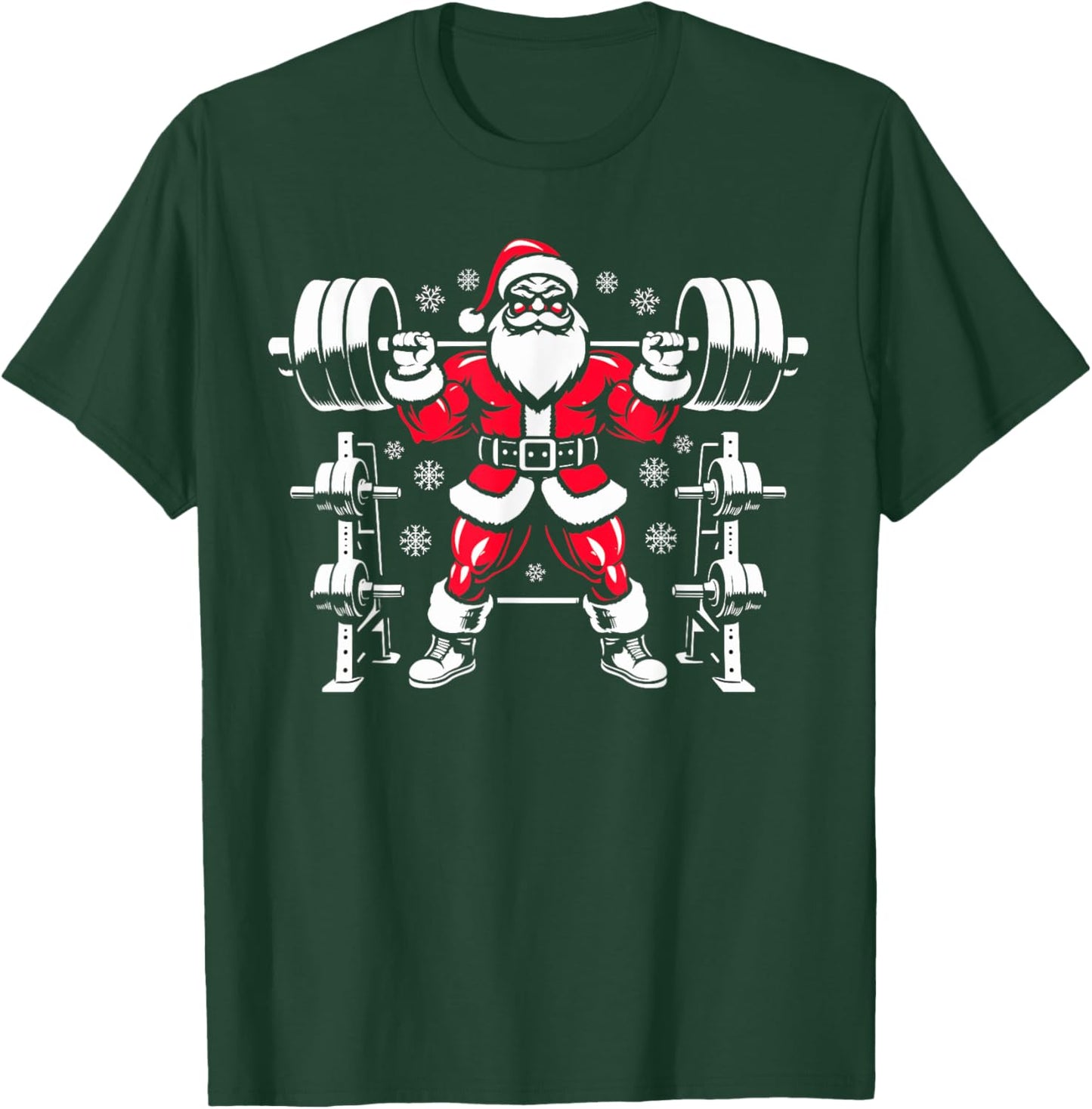 Funny Christmas Lifting Santa Claus Gym Workout Deadlift T-Shirt - T-Shirt | Forest