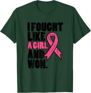 Breast Cancer Fought Like Girl Won Awareness Survivor Women T-Shirt - T-Shirt | Forest
