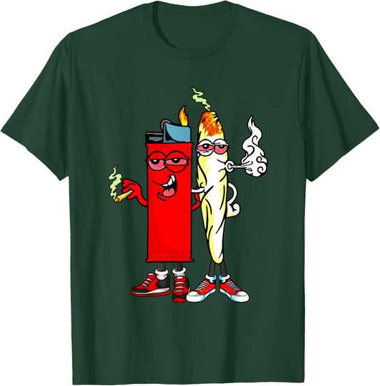 Funny Smoking Weed Lighter 420 Friend Couple Squad T-Shirt - T-Shirt | Forest