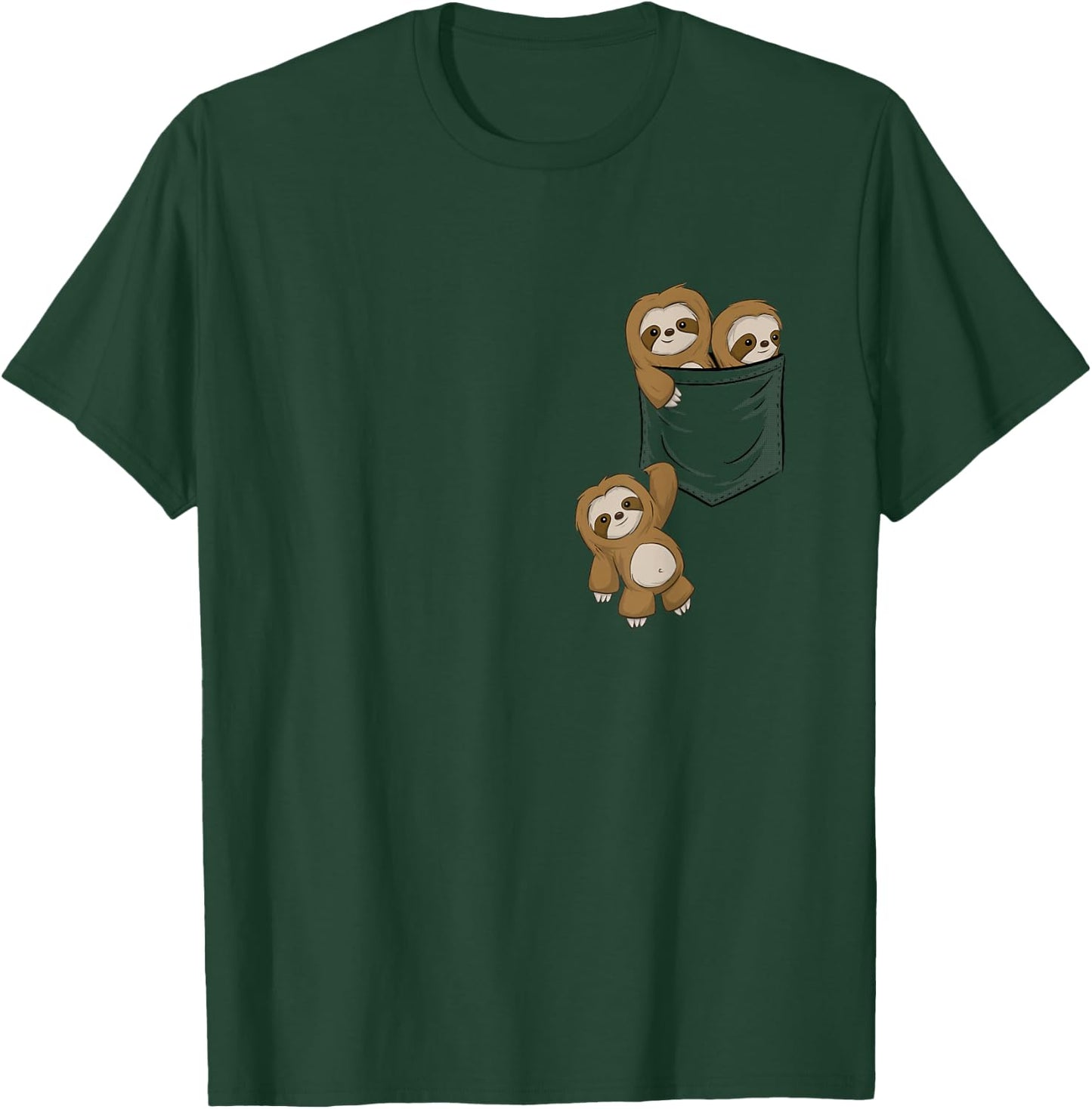 for Sloth Lovers Cute Kawaii Baby Sloths in Pocket T-Shirt - T-Shirt | Forest