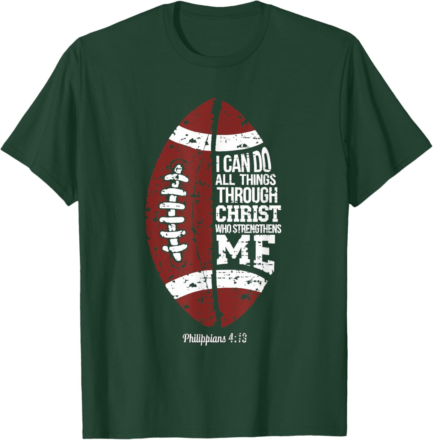 Christian Football I Can Do All Things Religious Faith T-Shirt - T-Shirt | Forest