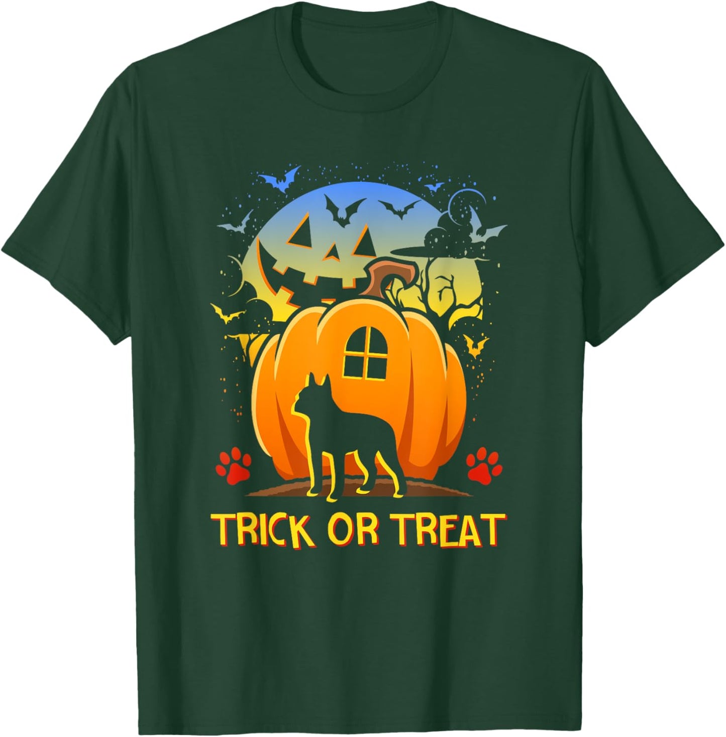 Boston Terrier Happy Halloween Costume Dog Boo Dogs Men Women Kids T-Shirt - T-Shirt | Forest